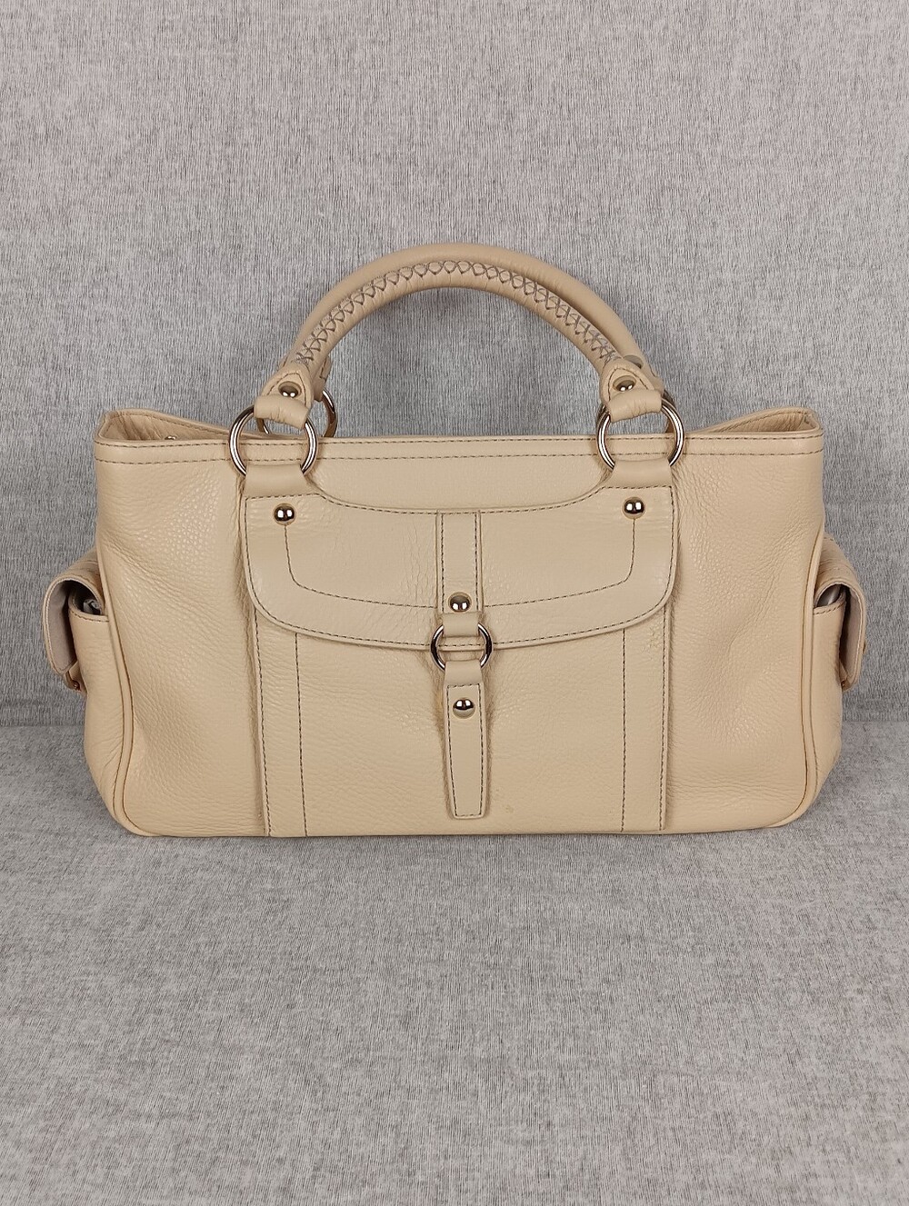 Vintage KATE LANDRY Boogie Bag Sand Leather Women's Satchel Handbag